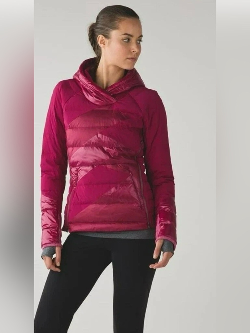 Lululemon Down Right Cozy Pullover Hooded Jacket Coat Sz 10 Berry Rumble